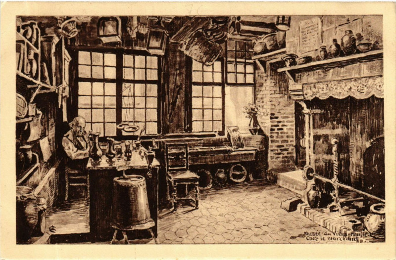 Carte postale ancienne Honfleur - Musée du Vieux Honfleur - Chez le Marchand à Honfleur
