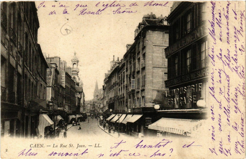 Carte postale ancienne Caen - La Rue Saint- Jean à Caen