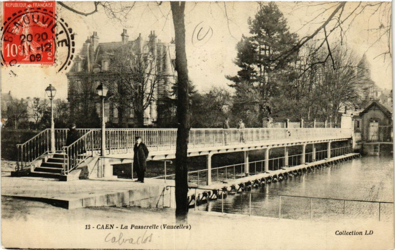 Carte postale ancienne Caen - La Passerelle - Vaucelles à Caen