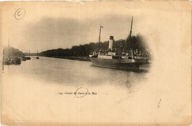 Carte postale ancienne Caen - Canal de Caen a la Mer à Caen