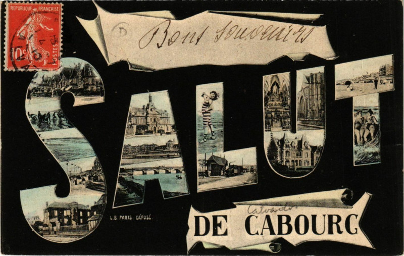 Carte postale ancienne Cabourg - Salut de Cabourg - Scenes à Cabourg