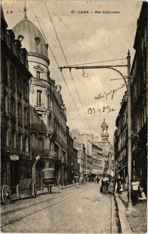 Carte postale ancienne Caen - Rue Saint-Jean à Caen