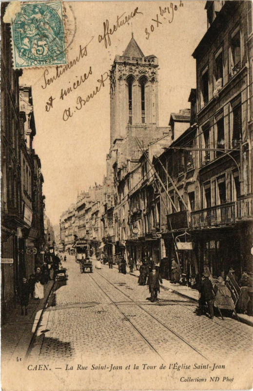 Carte postale ancienne Caen - La Rue Saint-Jean à Caen