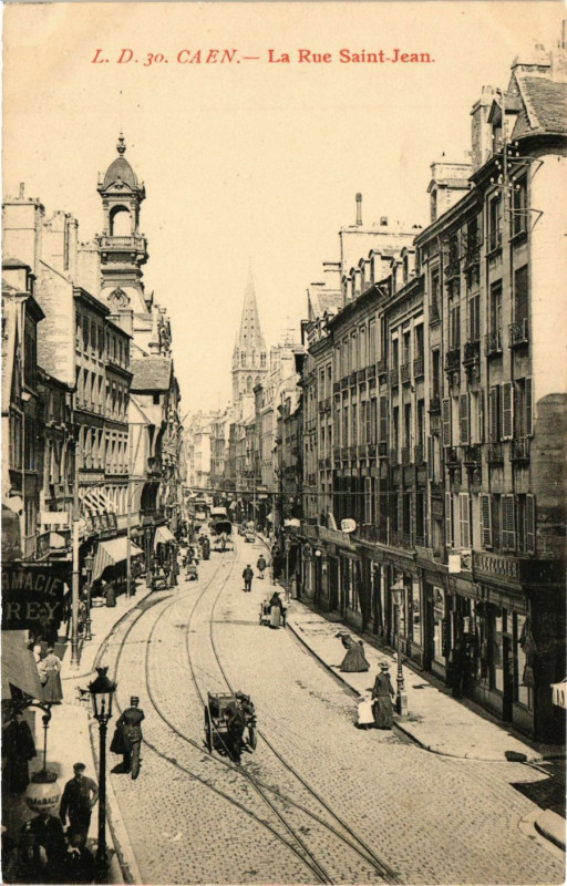Carte postale ancienne Caen - La Rue Saint-Jean à Caen