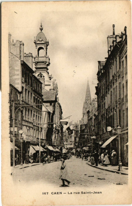 Carte postale ancienne Caen - La Rue Saint-Jean à Caen