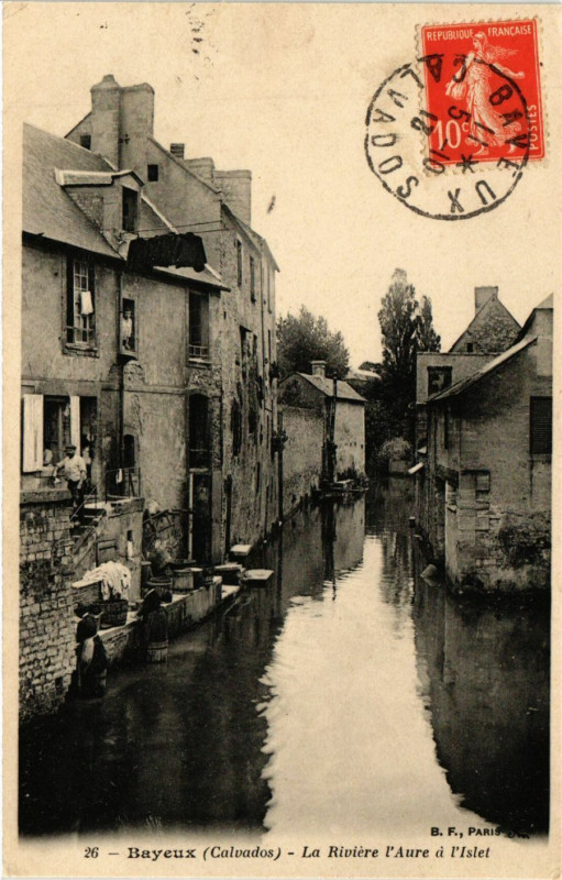 Carte postale ancienne Bayeux - La Riviere l'Aure a l'Islet à Bayeux