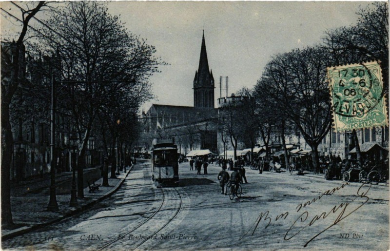 Carte postale ancienne Caen - Le Boulevard à Caen