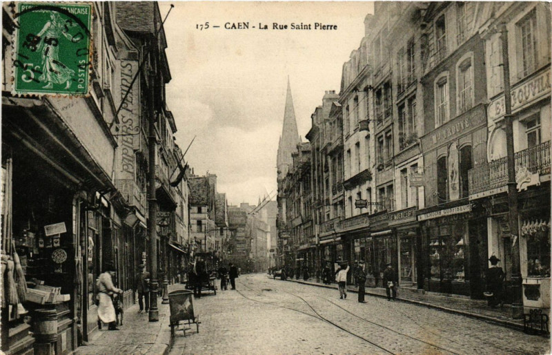 Carte postale ancienne Caen - La Rue Saint-Pierre à Caen