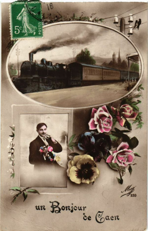 Carte postale ancienne Un Bonjour de Caen à Caen