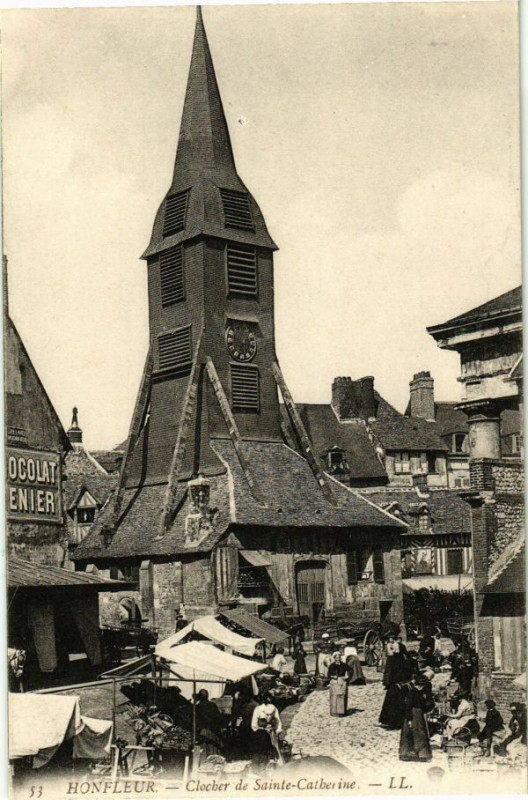 Carte postale ancienne Honfleur - Clocher de Sainte-Catherine à Honfleur