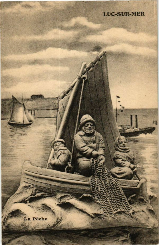 Carte postale ancienne Luc-sur-Mer - La Peche à Luc-sur-Mer