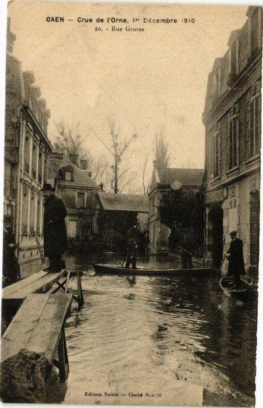 Carte postale ancienne Caen - Crue de l'Orne à Caen