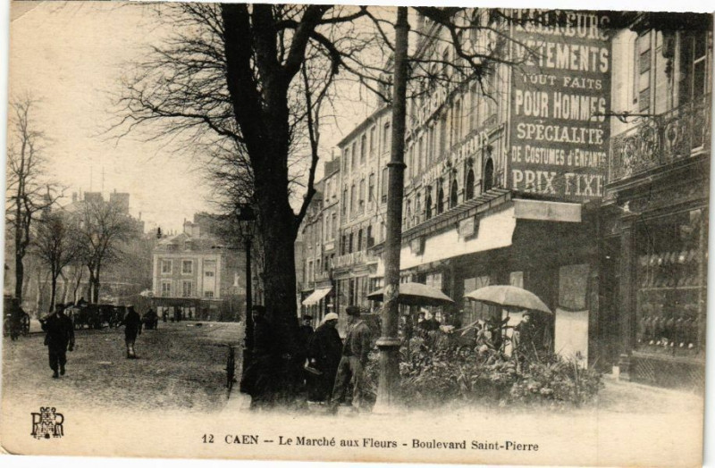 Carte postale ancienne Caen - Le Marche aux Fleurs à Caen