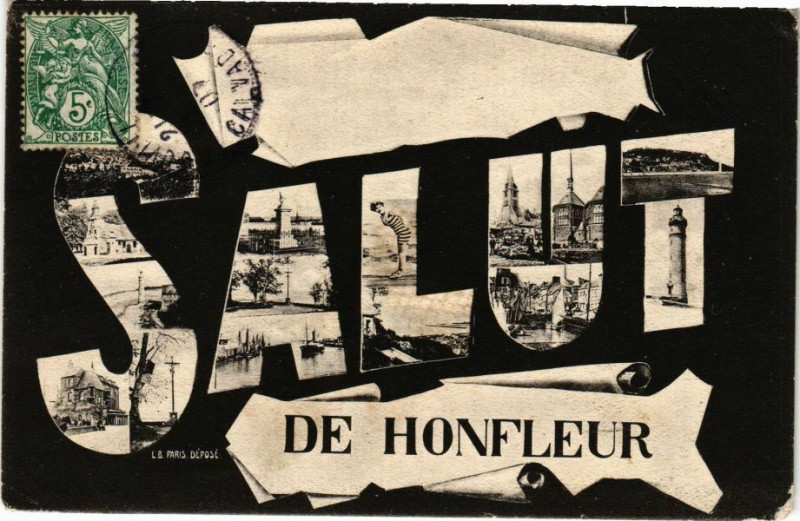 Carte postale ancienne Salut de Honfleur à Honfleur