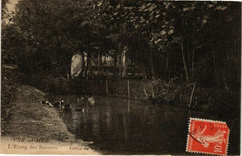 Carte postale ancienne Ver-sur-Mer - L'Etang des Sources à Ver-sur-Mer
