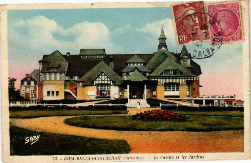 Carte postale ancienne Riva-Bella-Ouistreham - Le Caisno et les Jardins à Ouistreham