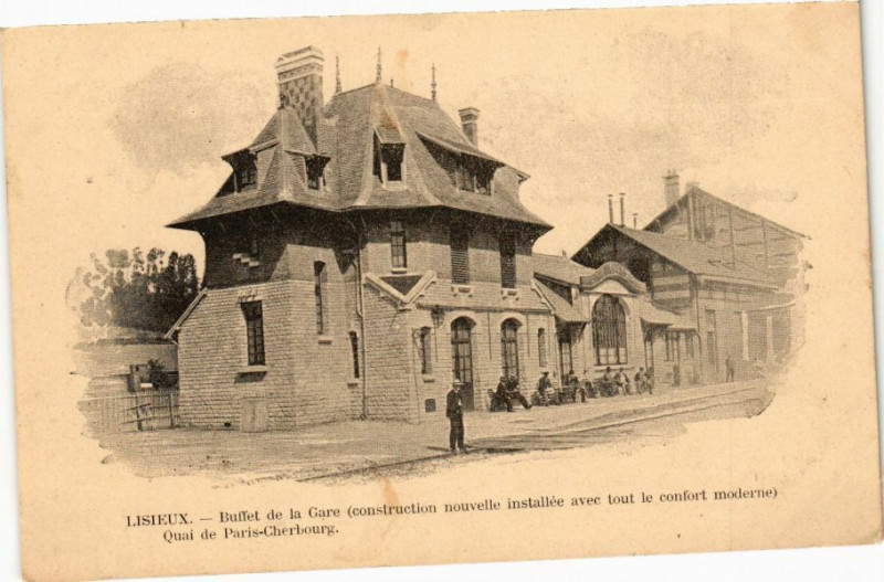 Carte postale ancienne Lisieux - Buffet de la Gare à Lisieux