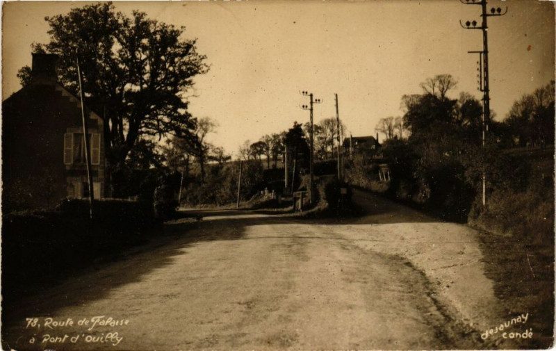 Carte postale ancienne Route de Falaiuse a Pont-d'Ouilly à Pont-d'Ouilly