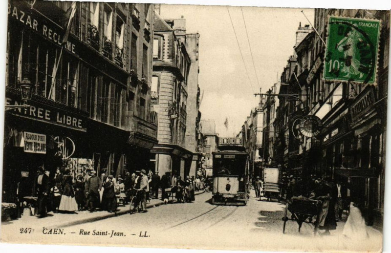 Carte postale ancienne Caen - Rue Saint-Jean à Caen