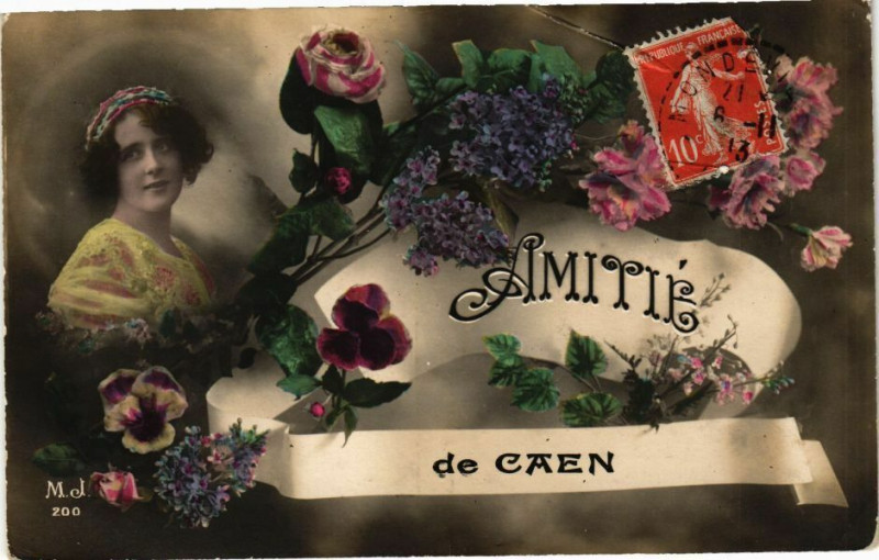 Carte postale ancienne Amitie de Caen à Caen