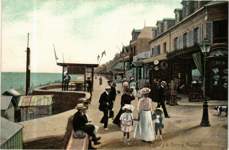 Carte postale ancienne Ed. Aqua 1887 Saint-Aubin La Digue et la Pierre a Poisson