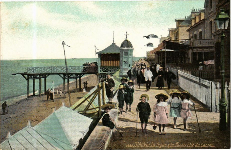 Carte postale ancienne Ed. Aqua 1886 Saint-Aubin La Digue et la Pierre a Poisson