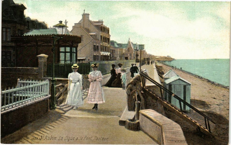 Carte postale ancienne Ed. Aqua 1885 Saint-Aubin La Digue et le Pont Pasteur