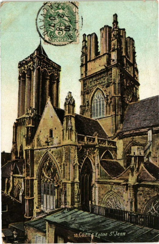 Carte postale ancienne Ed. Aqua 18 Caen Eglise Saint-Jean à Caen