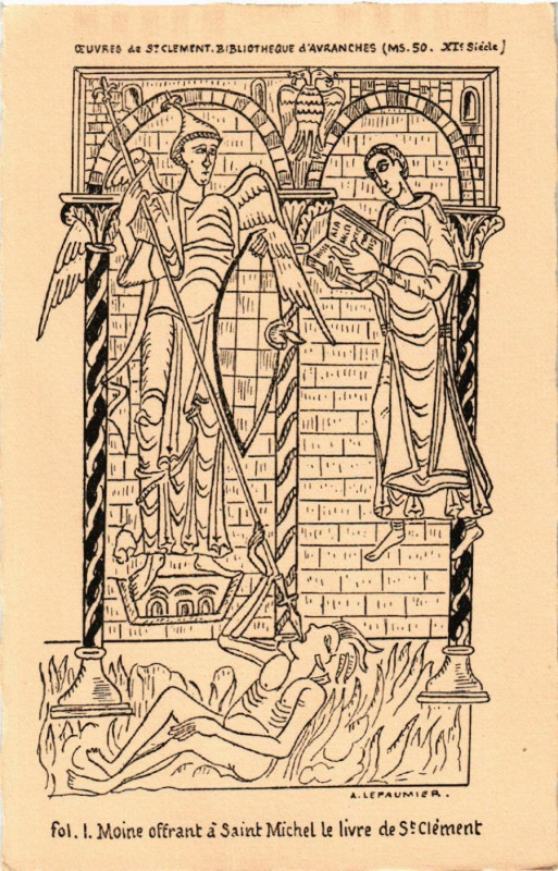 Carte postale ancienne Avranches - Oeuvres de Saint-Clement - Bibliotheque d'Avranches à Avranches