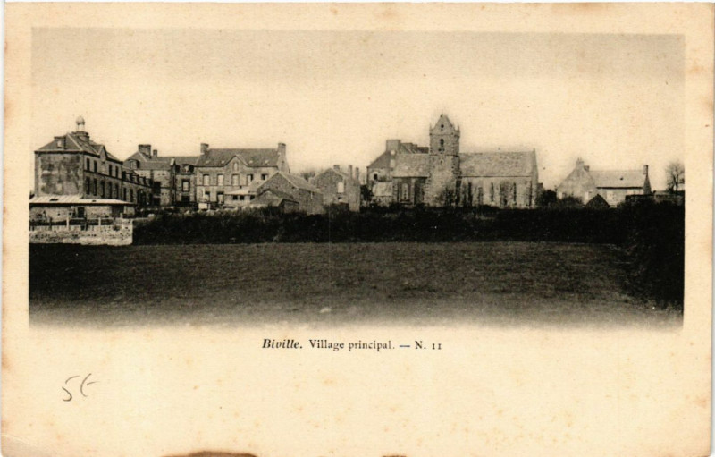 Carte postale ancienne Biville - Village Principal