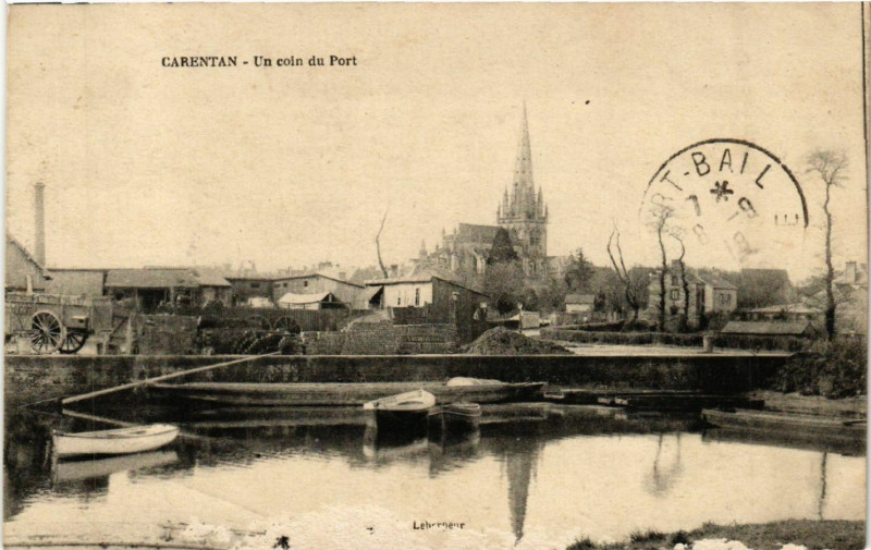 Carte postale ancienne Carentan - Un coin du Port