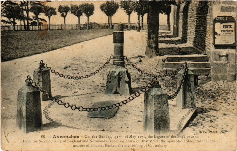 Carte postale ancienne Avranches - Stone Memorable Monument à Avranches