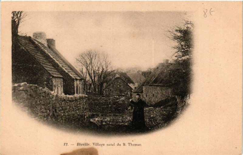 Carte postale ancienne Biville - Village natal du B. Thomas