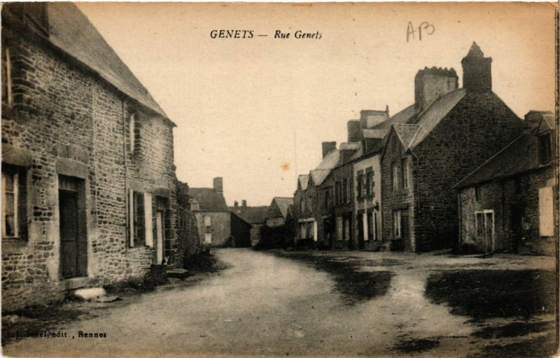 Carte postale ancienne Genets - Rue Genets à Genêts