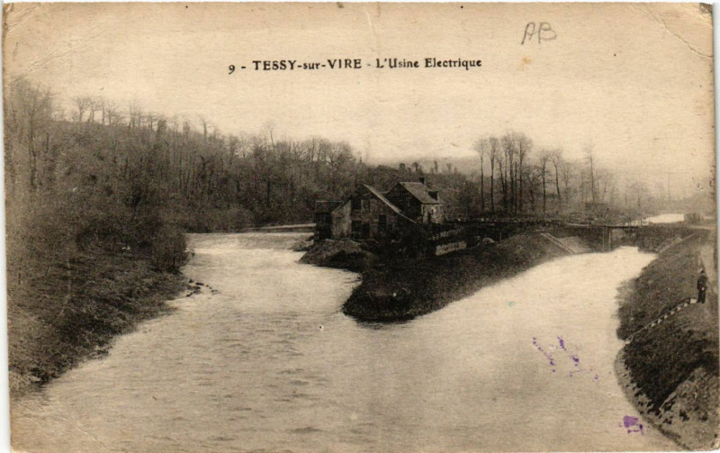 Carte postale ancienne Tessy-sur-Vire - L'Usine Electrique