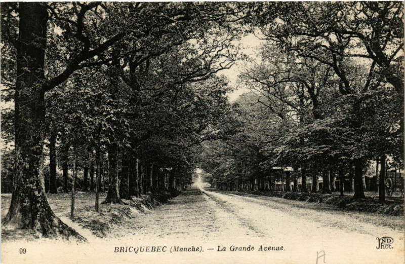 Carte postale ancienne Bricquebec - La Grande Avenue
