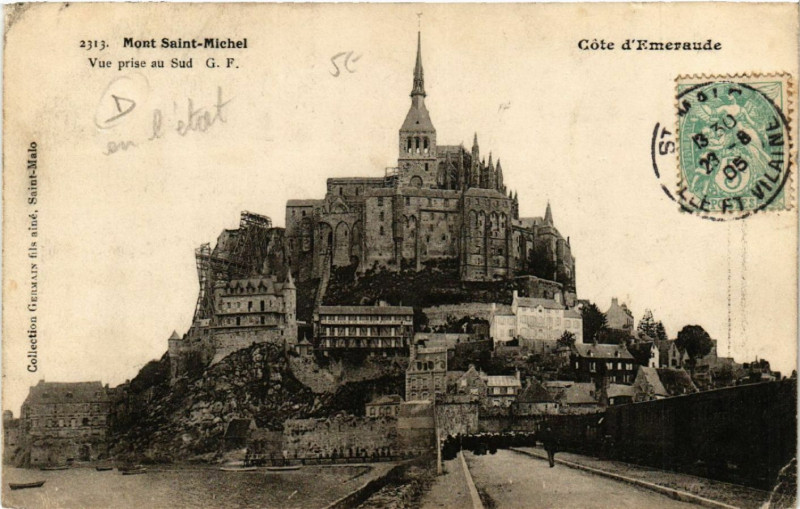 Carte postale ancienne Le Mont Saint-Michel - Vue prise au Sud au Mont-Saint-Michel