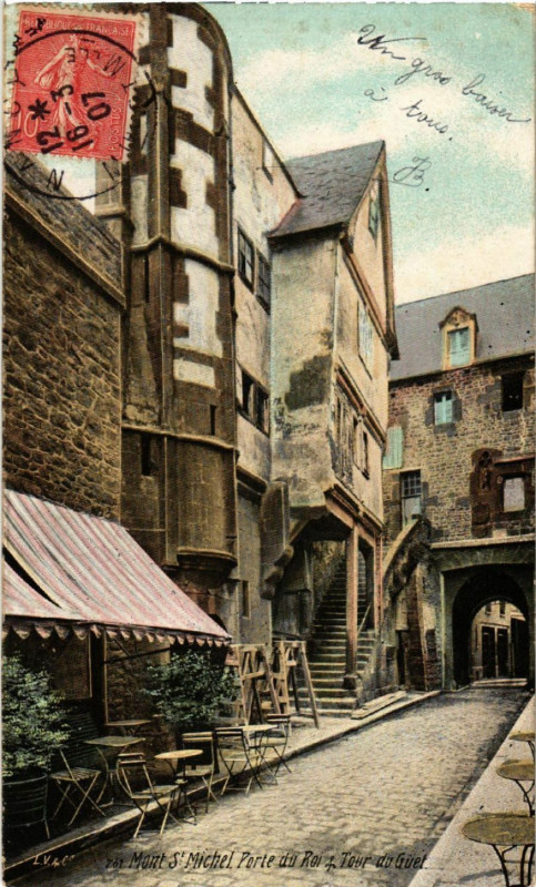 Carte postale ancienne Le Mont Saint-Michel - Porte du Roi et Tour du Guet au Mont-Saint-Michel