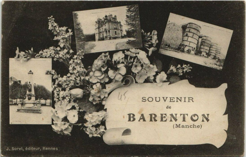 Carte postale ancienne Barenton - Souvenir collage à Barenton