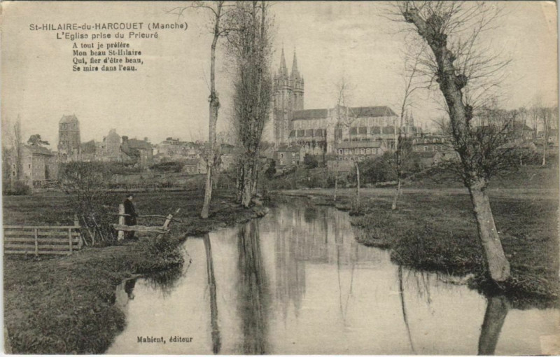 Carte postale ancienne Saint-Hilaire-du-Harcouet - Eglise prise du prieure à Saint-Hilaire-du-Harcouët