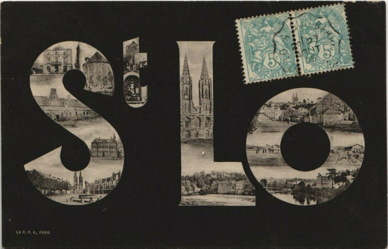 Carte postale ancienne Saint-Lo - collage dans les typos à Saint-Lô