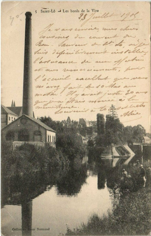 Carte postale ancienne Saint-Lo - les bords de la Vire à Saint-Lô