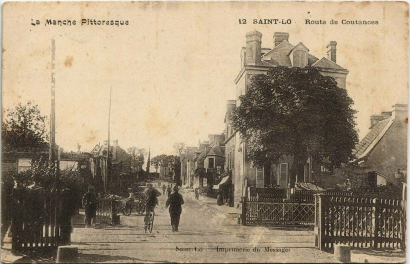 Carte postale ancienne Saint-Lo - Route de Coutances à Saint-Lô
