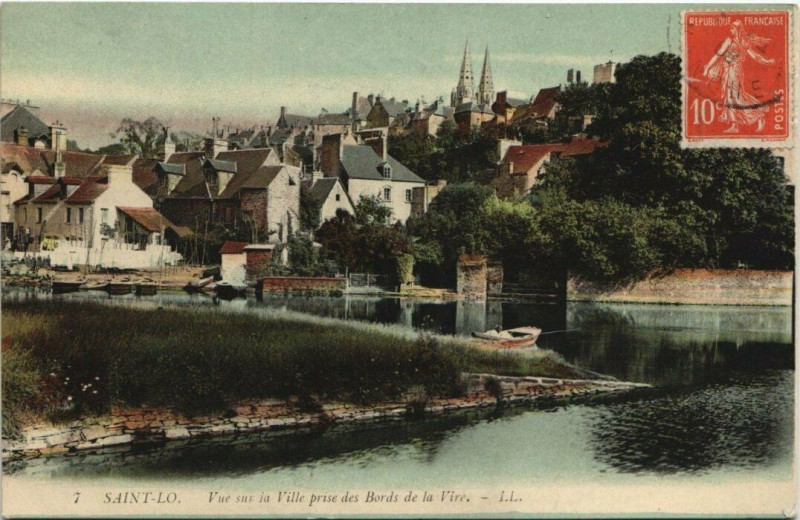 Carte postale ancienne Saint-Lo - Vue sur la Ville prise des Bords de la Vire à Saint-Lô
