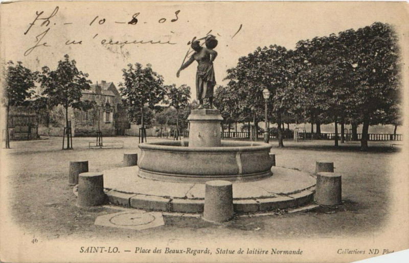 Carte postale ancienne Saint-Lo - statue da la latiere normande à Saint-Lô
