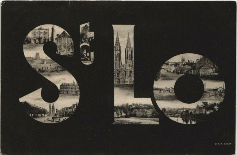 Carte postale ancienne Saint-Lo - collage dans les typos à Saint-Lô