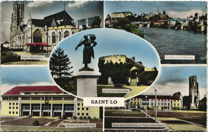 Carte postale ancienne Saint-Lo - collage à Saint-Lô
