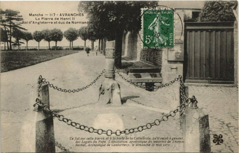 Carte postale ancienne Avranches - la Pierre de Henri Ii à Avranches