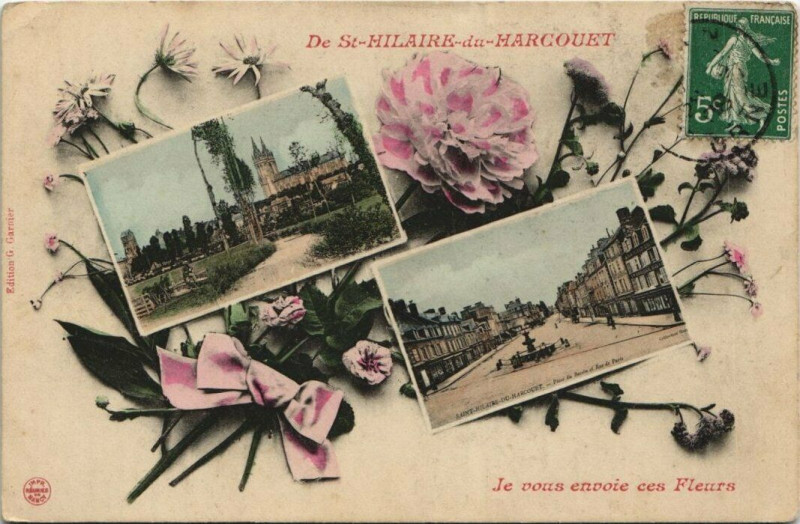 Carte postale ancienne Saint-Hilaire-du-Harcouet - Souvenir fleurs à Saint-Hilaire-du-Harcouët