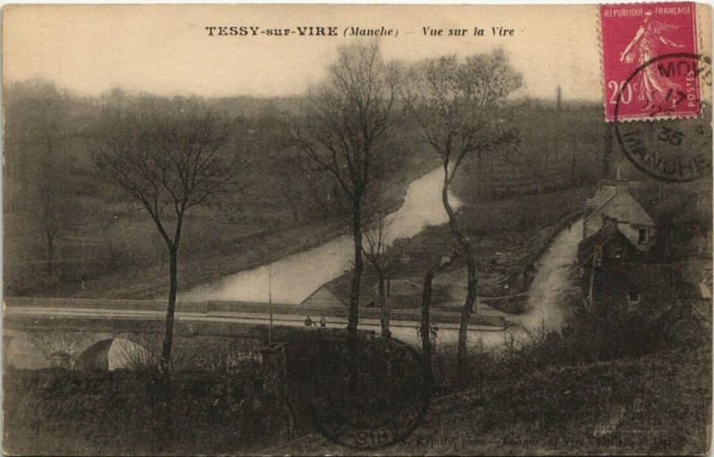 Carte postale ancienne Tessy-sur-Vire - Vue sur la Vire